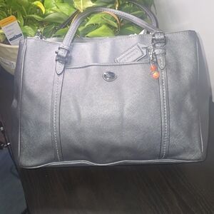 Coach Black Textured Leather Tote with Charm